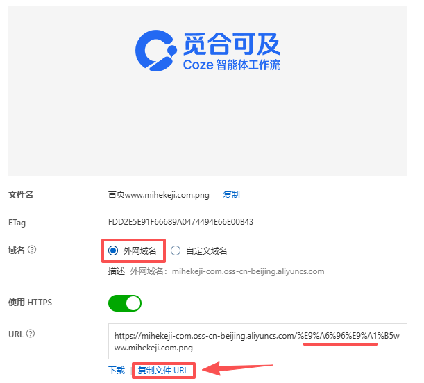 图片[18]-Coze中，如何把重复使用的图片、音视频素材保存成URL链接-觅合可及  Coze工作流分享 智能体 提示词 一件生成视频图片程序案例